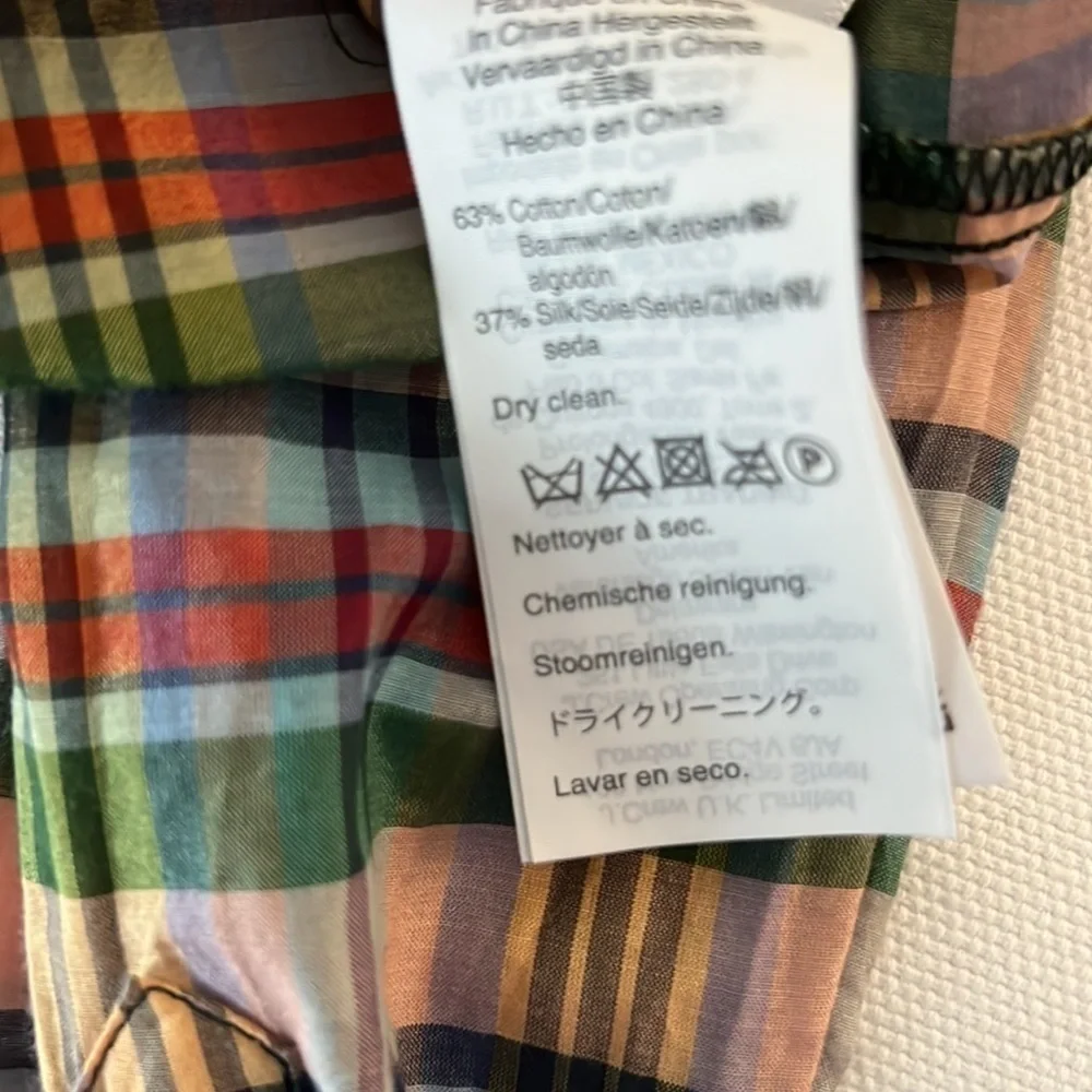 J. Crew Re-imagined Silk Blend Button Down Plaid Top Sz XS NWT